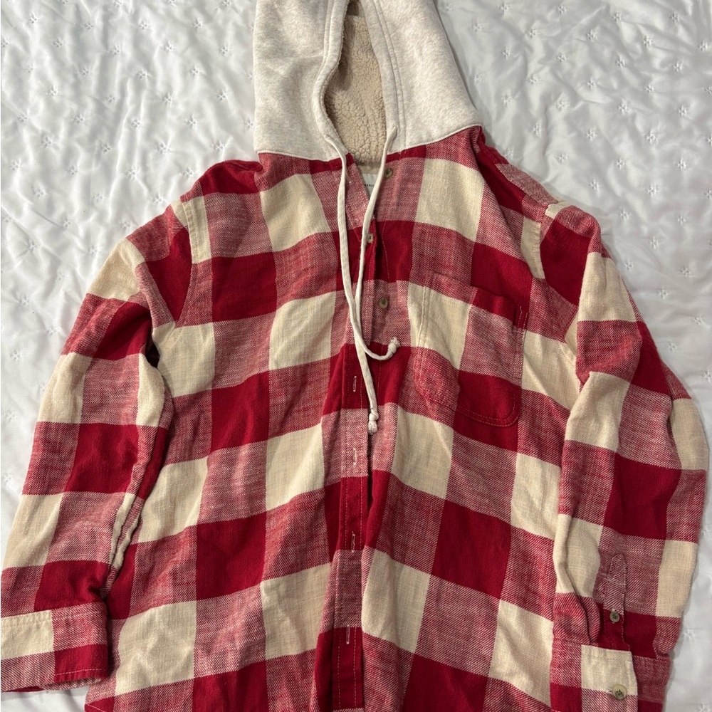 American Eagle Red and Cream Plaid Jacket
